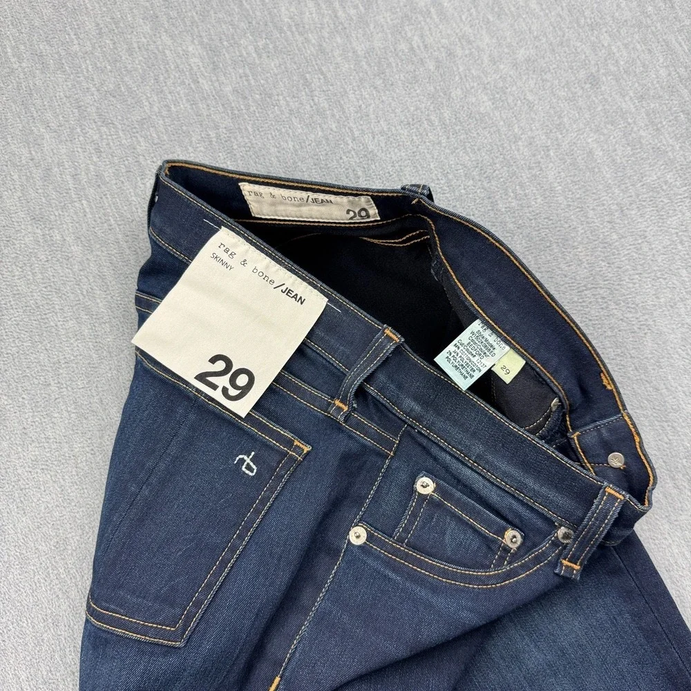 Rag & Bone Jeans Womens 29X30 Blue Denim Bedford High Rise Skinny Pants Classic